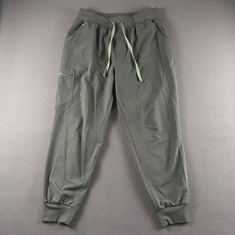 FIGS High Waisted Zamora Jogger Scrub Pants XL Petite Olive Green 1000207